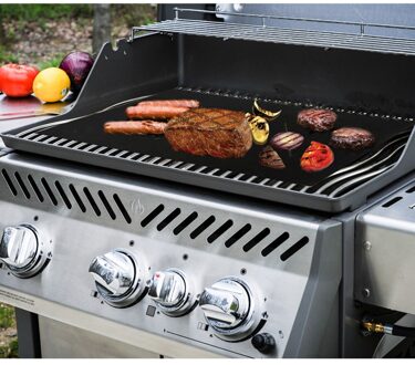 2Pcs Bbq Oven Grill Mat Hittebestendige Non-stick Bbq Grill Plaat Oven Pan Liners Bakken Pad Mat zwart 4