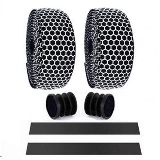 2Pcs Bike Honingraat Stuur Tapes Zacht Ademend Riemen Met Bar Stekkers wit