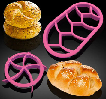 2pcs Bread Molds Plastic Dough Pastry Cutter Cookie Biscuit Press Mould Circular Oval Bread Molds Fan Shaped Pastry Cutter Dough