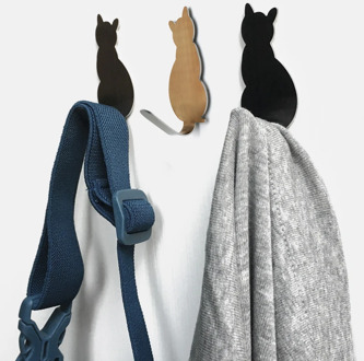 2pcs Cat Pattern Self Adhesive Hooks Storage Holder Clothes Towel For Bathroom Kitchen Hanger Stick on Wall Hanging Door Racks