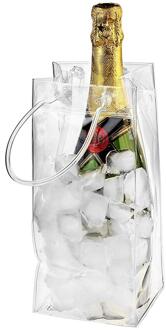 2Pcs Champagne Wijn Koud Bag Pouch Koeltas Helder Transparant Pvc Met Handvat Voor Pubs En Restaurants, thuis, Outdoor 2 zonder patterns
