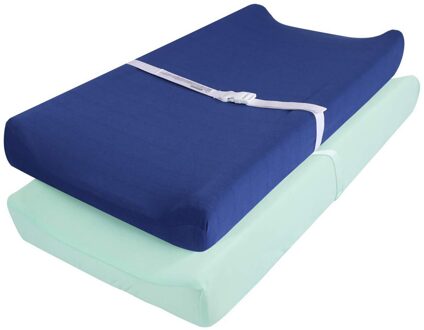 2Pcs Changing Pad Cover Set Unisex Zachte Ademende Luier Veranderende Tafel Lakens Voor Baby Jongens Meisjes diep blauw
