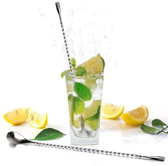 2Pcs Cocktail Mengen Lepels Rvs Bar Lepel Cocktail Drink Mixer Spiraal Patroon Lange Twisted Barman Lepel Bar Gereedschap