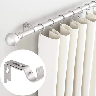 2PCS Curtain Rod Bracket Window Accessories Fixed Sturdy Support Metal Structure Hanging Adjustable Easy Install DIY Home Hook