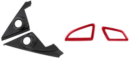 2Pcs Dashboard Air Vent Wind Outlet Cover Trim & 2Pcs Abs Carbon Fiber Interieur Voordeur Speaker Venster een Pillar Cover