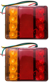 2pcs DC12V Auto Vrachtwagen 8LED Twee-kleur Stop Achterlichten Rem Lampje Achterlichten Trailer Truck LED lichten