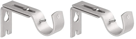 2pcs DIY Support Hanging Adjustable Hook Metal Structure Fixed Easy Install Holder Sturdy Home Curtain Rod Bracket Decorative