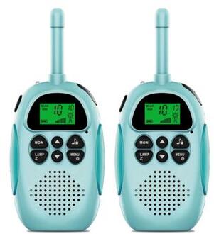 2Pcs DJ100 Kinderen Walkie Talkie Toys Kids Interphone Mini Handheld Zendontvanger 3KM Bereik UHF Radio met sleutelkoord - Blauw + Blauw