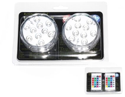 2Pcs Dompelpompen Led Licht Onderwater Disco Tub 10 Led Met Afstandsbediening Rgb Voor Vijver Vaas Base Vis tank Party Decoratie 2stk