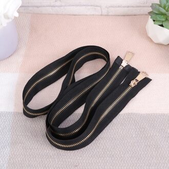 2Pcs Double-Side Metalen Doek Rits Jas Vervanging Rits Diy Naaien Accessoires (Zwart)