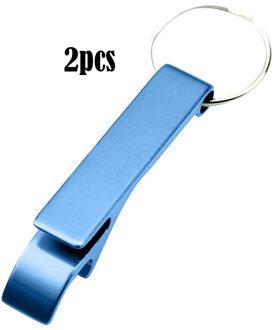 2Pcs Draagbare Flesopener Sleutelhanger Keten Sleutelhanger Metalen Beer Bar Tool Gadgets Bier Opener Sleutelhanger Flesopener Sleutelhanger Blauw