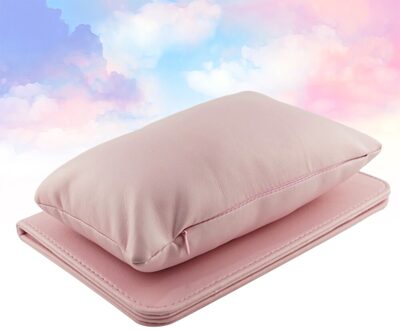 2Pcs Draagbare Hand Rest Kussen Comfortabele Wasbare Nail Art Salon Pols Kussen Opvouwbare Mat Manicure Accessoires (Bruin) roze