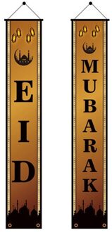2Pcs Eid Mubarak Veranda Banner Ramadan Kareem Voordeur Vlag Opknoping Teken Decor H051 02