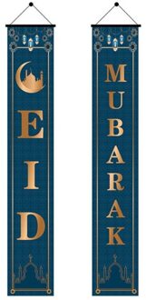 2Pcs Eid Mubarak Veranda Banner Ramadan Kareem Voordeur Vlag Opknoping Teken Decor H051 03
