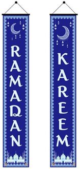 2Pcs Eid Mubarak Veranda Banner Ramadan Kareem Voordeur Vlag Opknoping Teken Decor H051 06