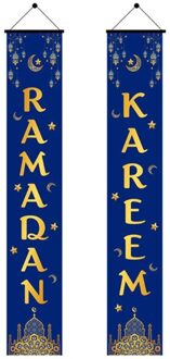 2Pcs Eid Mubarak Veranda Banner Ramadan Kareem Voordeur Vlag Opknoping Teken Decor H051 08