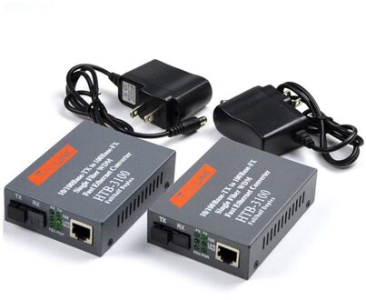 2Pcs Fiber Optische Transceiver 10/100 Mbps Een Paar Media Converter Pof Media Single Mode Voor Gemeenschap Netwerk School Breedband