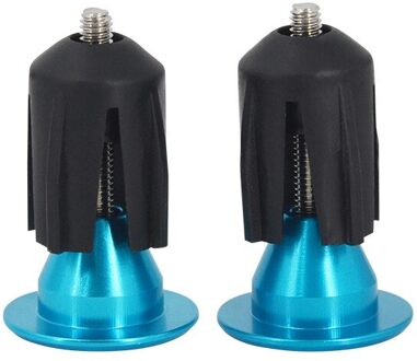 2Pcs Fiets Grips Caps Fietsstuur Stekkers Covers Aluminium Fiets Stuur End Pluggen Mtb Fiets Accessoires blauw