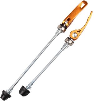 2Pcs Fiets Wielnaaf Spiesjes Voor Achter Bike Cycling Wiel Spiesjes Quick Release Voor Mtb Mountain Road Bike Front bolt Lever goud