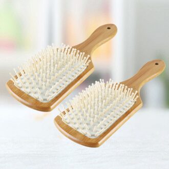 2Pcs Fine Luchtkussen Kam Bamboe Kam Bamboe Haar Borstel Gezondheidszorg Massager Kam