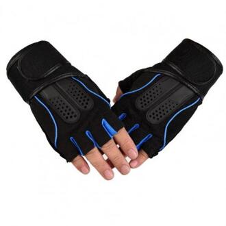 2Pcs Fitness Mannen En Vrouwen Half Vinger Outdoor Pols Lifting Oefening Training Pols Handschoenen Перчатки Перчатки Для спорта Blauw / L