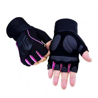 2Pcs Fitness Mannen En Vrouwen Half Vinger Outdoor Pols Lifting Oefening Training Pols Handschoenen Перчатки Перчатки Для спорта Roze / M