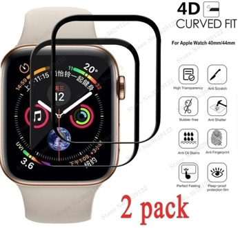 2pcs Full Cover Curved Edge Screen Protector for IWatch 44mm 42mm 9H Anti-fingerprint Tempered Glass for Apple Watch Series 6/SE