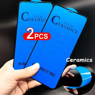 2Pcs Full Glue Soft Glass for iPhone 11 Pro Max X XR XS Max 8 7 6 6S Plus PET Ceramics Ultrathin Screen Protector For iPhone 11