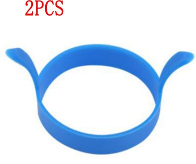 2Pcs Gebakken Ei Mold Binaural Ei Gebakken Ring Food Grade Siliconen Pannenkoek Ring Ontbijt Gebakken Ei Hulpmiddel Keuken Bakken tool Lot 2stk blauw