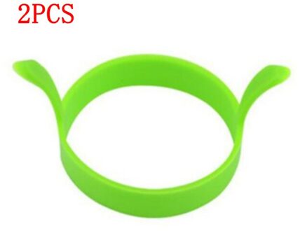 2Pcs Gebakken Ei Mold Binaural Ei Gebakken Ring Food Grade Siliconen Pannenkoek Ring Ontbijt Gebakken Ei Hulpmiddel Keuken Bakken tool Lot 2stk groen