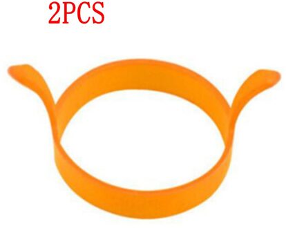 2Pcs Gebakken Ei Mold Binaural Ei Gebakken Ring Food Grade Siliconen Pannenkoek Ring Ontbijt Gebakken Ei Hulpmiddel Keuken Bakken tool Lot 2stk oranje