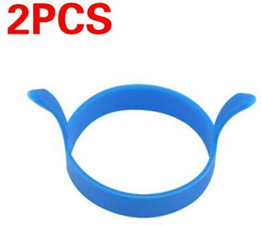 2Pcs Gebakken Ei Omelet Ontbijt Mallen Food Grade Siliconen Ei Ring Pannenkoek Bakken Gereedschap Diy Ei Koekenpan Keuken Gereedschap blauw