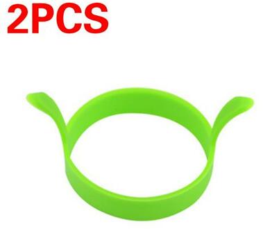 2Pcs Gebakken Ei Omelet Ontbijt Mallen Food Grade Siliconen Ei Ring Pannenkoek Bakken Gereedschap Diy Ei Koekenpan Keuken Gereedschap groen