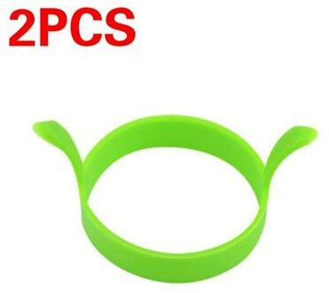 2Pcs Gebakken Ei Omelet Ontbijt Mallen Food Grade Siliconen Ei Ring Pannenkoek Bakken Gereedschap Diy Ei Koekenpan Keuken Mallen gadget groen