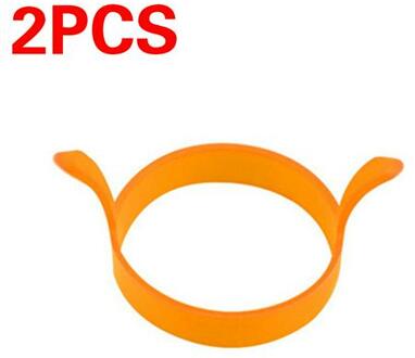 2Pcs Gebakken Ei Omelet Ontbijt Mallen Food Grade Siliconen Ei Ring Pannenkoek Bakken Gereedschap Diy Ei Koekenpan Keuken Mallen gadget oranje