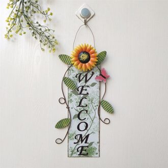 2Pcs Geschilderd Vlinder Deur Teken Hanger Smeedijzeren Glas Bloem Doorplate Ornamenten Hek Muur Opknoping Decoratie Tuin Thuis