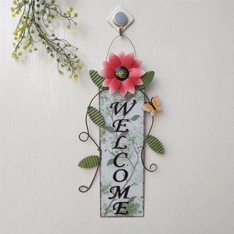 2Pcs Geschilderd Vlinder Deur Teken Hanger Smeedijzeren Glas Bloem Doorplate Ornamenten Hek Muur Opknoping Decoratie Tuin Thuis