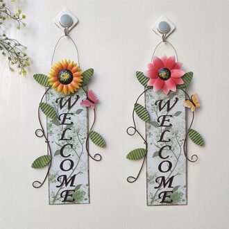 2Pcs Geschilderd Vlinder Deur Teken Hanger Smeedijzeren Glas Bloem Doorplate Ornamenten Hek Muur Opknoping Decoratie Tuin Thuis