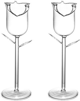 2Pcs Glas Wijn Rose Bloemvorm Beker Loodvrij Rode Wijn Cocktail Glazen Thuis Wedding Party Bar Drinkware minnaar