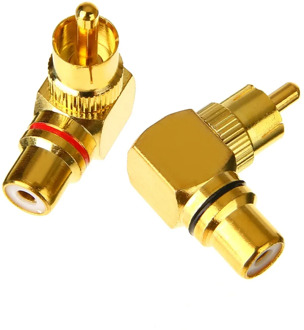 2pcs Gold Plated RCA Right Angle Male to Female Connector Plug Adapter 90 Degree RCA Phono Adapters Connectors
