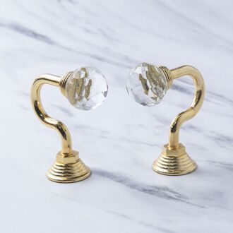 2Pcs Grote U-vormige Venster Opknoping Kwastje Holdback Metalen Gordijn Houder Crystal Ball Vintage Haken Wall Mounted Hanger goud