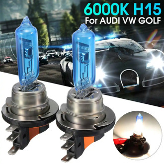 2pcs H15 Halogen Lamp 12V 15/55W 6000K HeadLight Bulb Dark Blue Glass Car Light For VW GOLF for AUDI