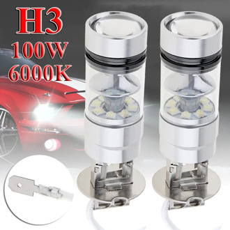 2pcs H3 LED Fog Light Car Driving Bulb 100W Super Bright Chips 12/24V White