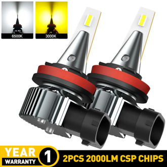 2pcs H8 H11 LED Bulb 2000LM H16JP H9 H10 LED CSP Car Fog Lights DRL Day Driving Auto Lamp 12V 24V 6500K White 3000K Gold Yellow
