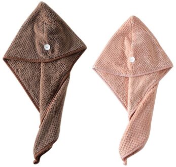 2Pcs Haar Droge Handdoek Douche Haardrooginrichtingen Wrap Womens Lady Handdoek Snel Droog Haar Hoed Tulband Head Wrap Microfiber haar-Dring Cap #624