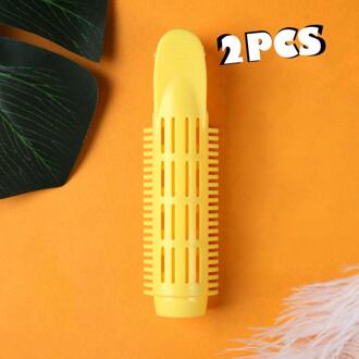 2Pcs Haar Rollen Haarverzorging Plastic Hair Curler Geen Warmte Haar Curling Styling Tool Diy Kappers Levert Pluizig Haar clips geel