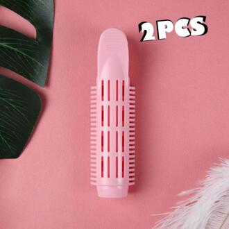 2Pcs Haar Rollen Haarverzorging Plastic Hair Curler Geen Warmte Haar Curling Styling Tool Diy Kappers Levert Pluizig Haar clips roze
