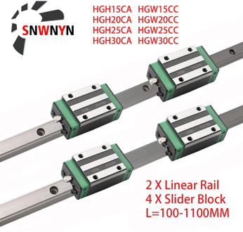 2PCS HGR15 HGR20 HGR25 HGR30 Square Linear Guide Rail+4PCS HGH15CA HGH20CA HGH25CA /Flang HGW15CC HGW20CC HGW25CC HGW30 CNC Part