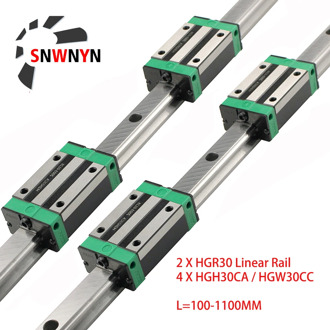 2pcs HGR30 30mm Linear Guide Rail 100-1100mm + 4pcs Linear Block Carriage HGH30CA/Flang HGW30CC HGH30 CNC Parts Router Engraving