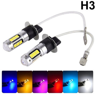 2pcs High Power DRL Lamps 30SMD 4014 H3 LED Replacement Bulbs For Car Fog Lights Daytime Running Lights White Red Blue Amber